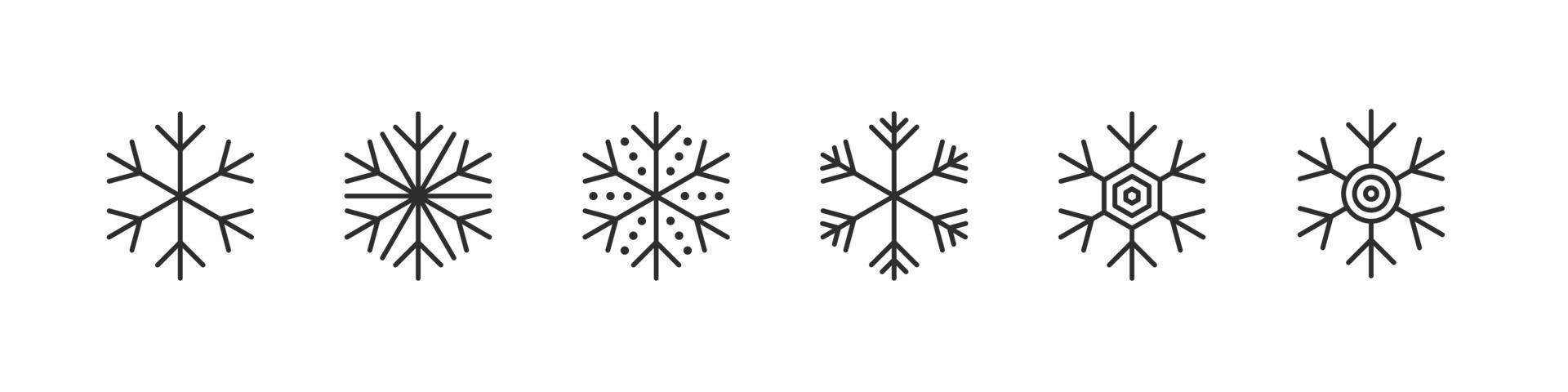 Snowflakes icons set. Simple christmas icons. Xmas signs. Beautiful snowflakes. Vector icons