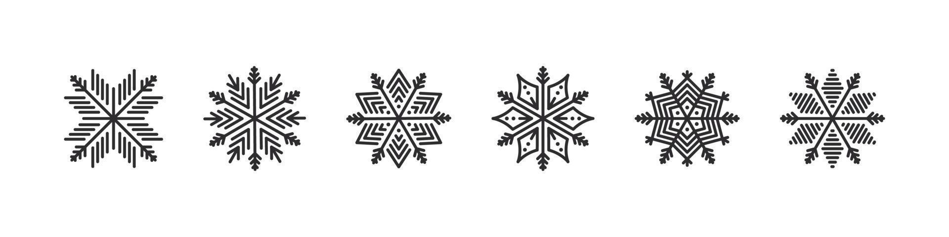 signos de copos de nieve. iconos navideños modernos. signos de navidad. hermosos copos de nieve. iconos vectoriales vector