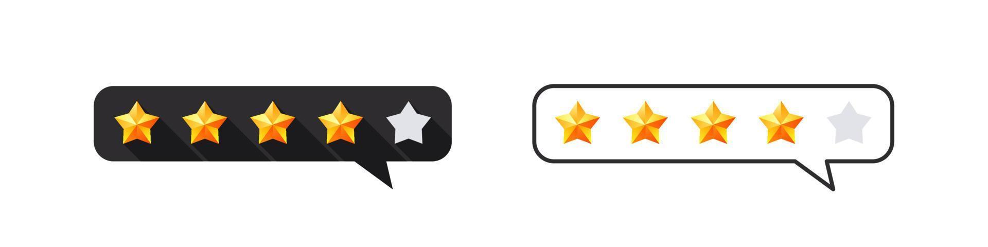 Yellow five stars quality rating signs. Stars rating. Rating badges. Vector illustration