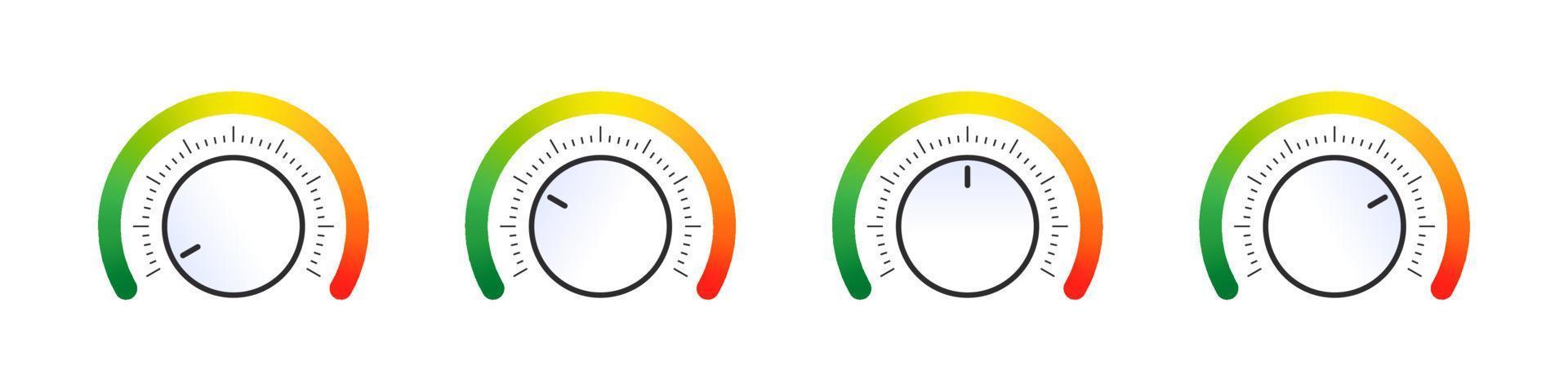 Adjustment dial. Knob round dial. Max level button and power regulator. Volume knobs. Vector illustration