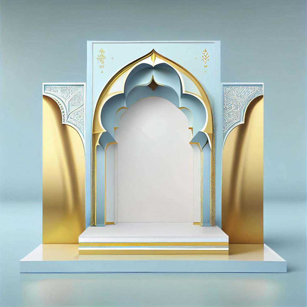 3d render illustration of mosque stage for podium or ramadan product display photo