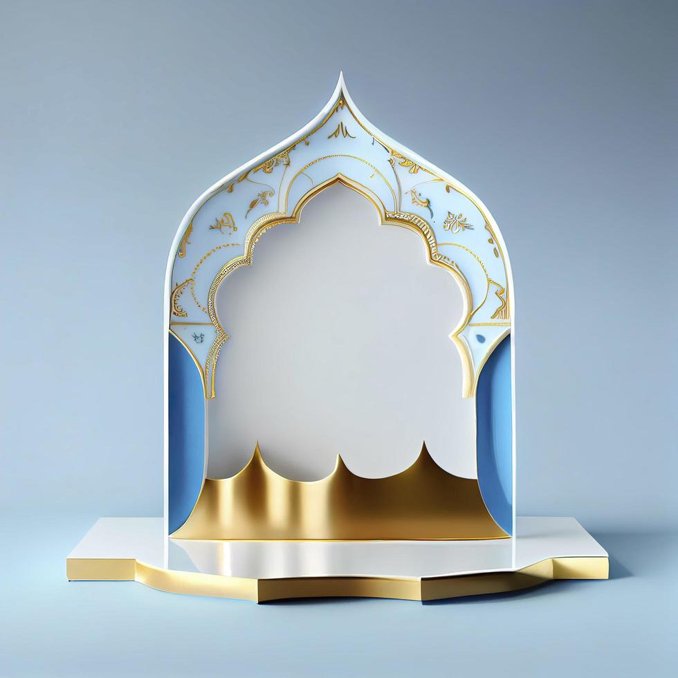 3d render illustration of mosque stage for podium or ramadan product display photo