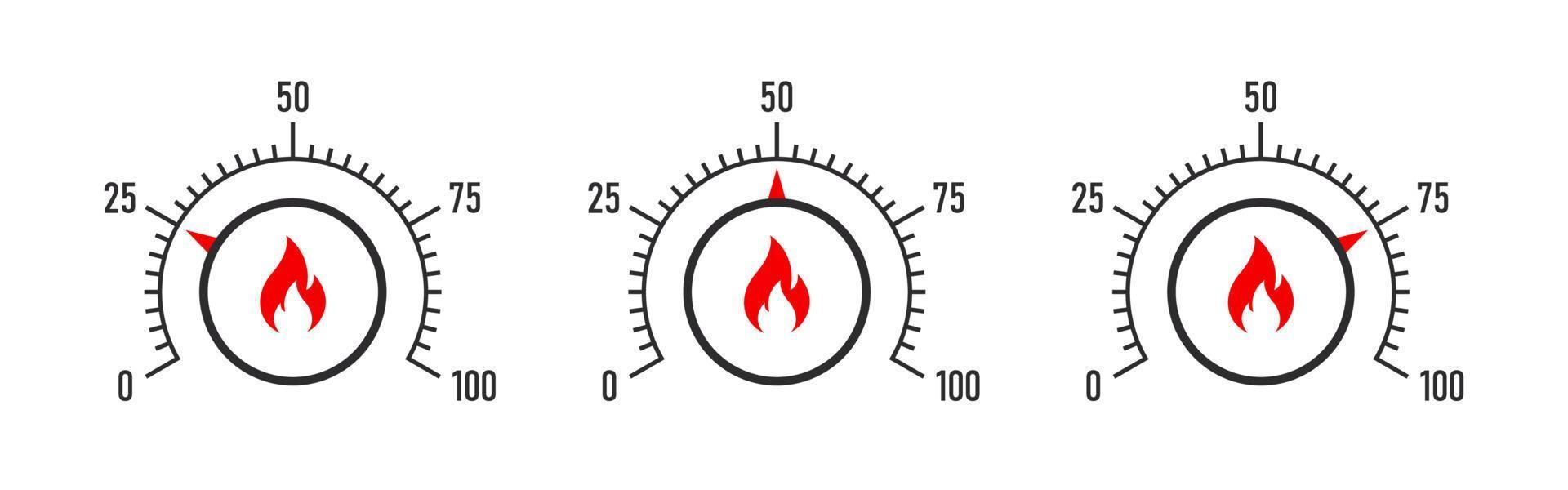 Thermostat Scale. Heat scale. Temperature levels gauge. Measurement scale. Vector illustration