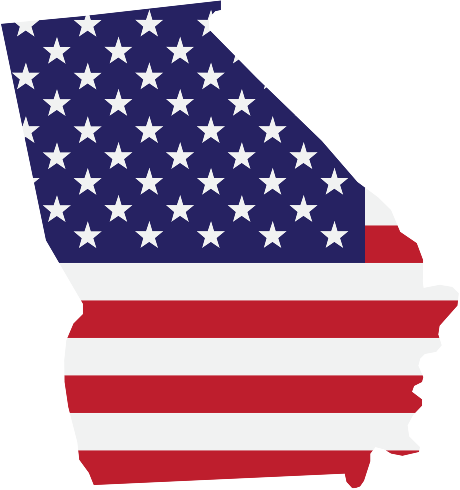 umrisszeichnung der georgia state map auf usa-flagge. png