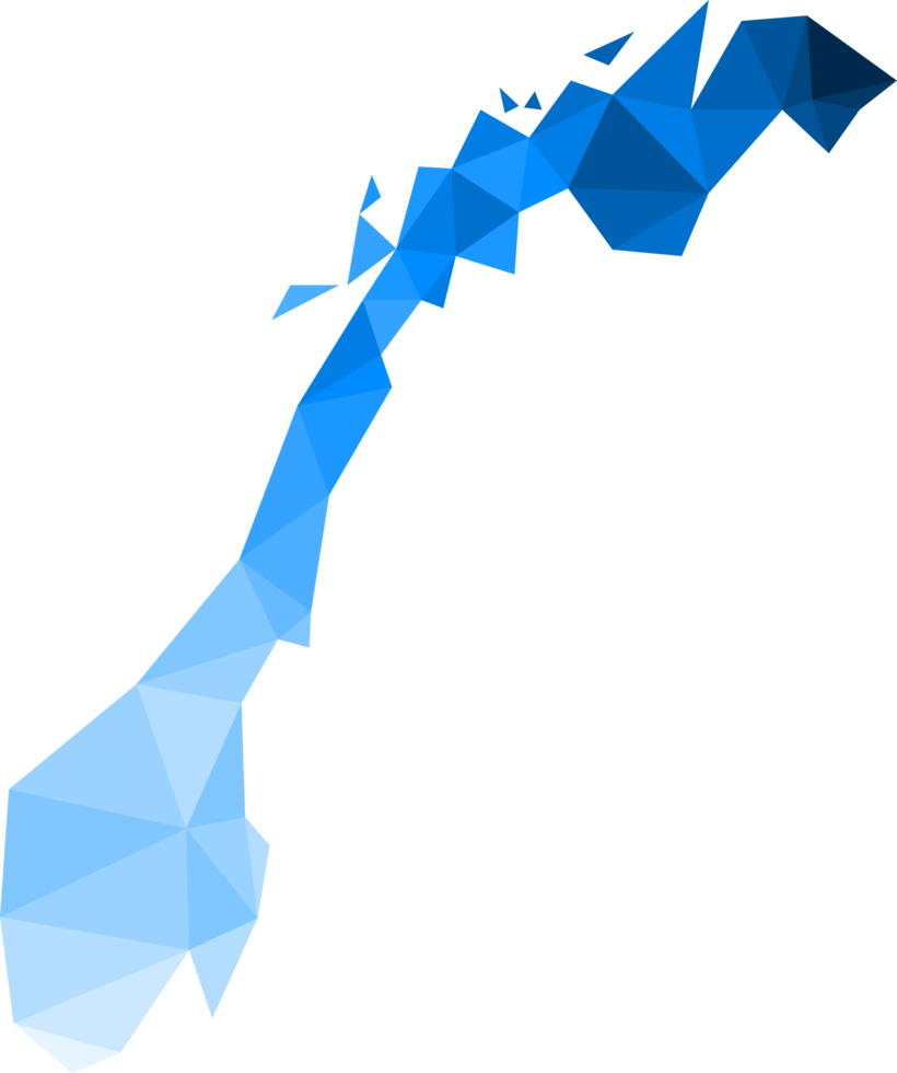 Polygonal Norway map on transparent background. png