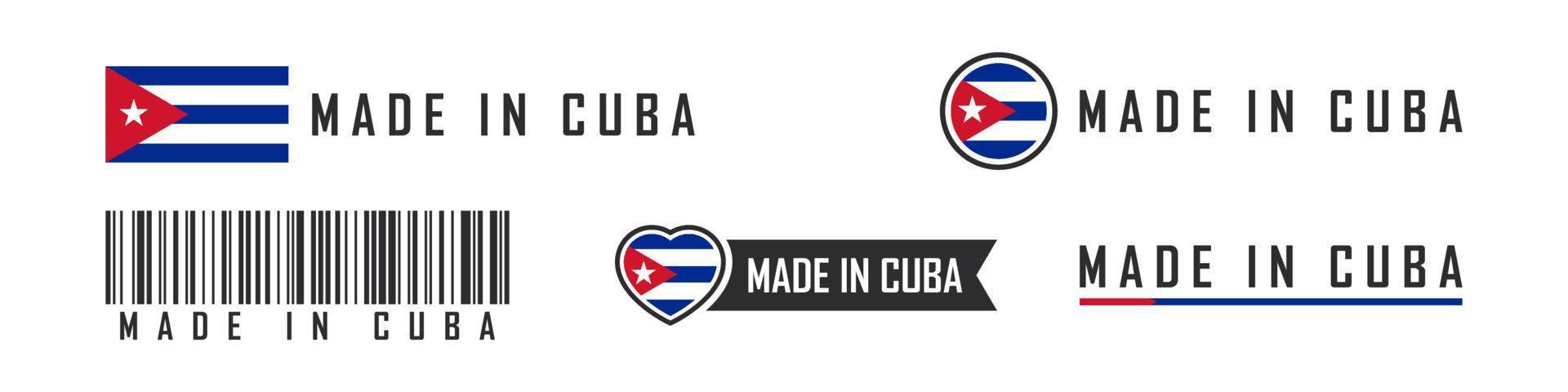 Made in Cuba logo or labels. Cuba product emblems. Vector illustration