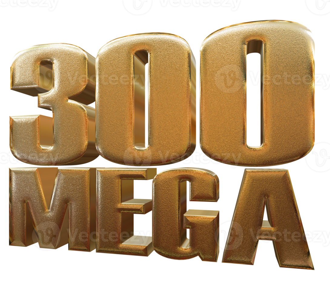 300 mega goud met generatief png