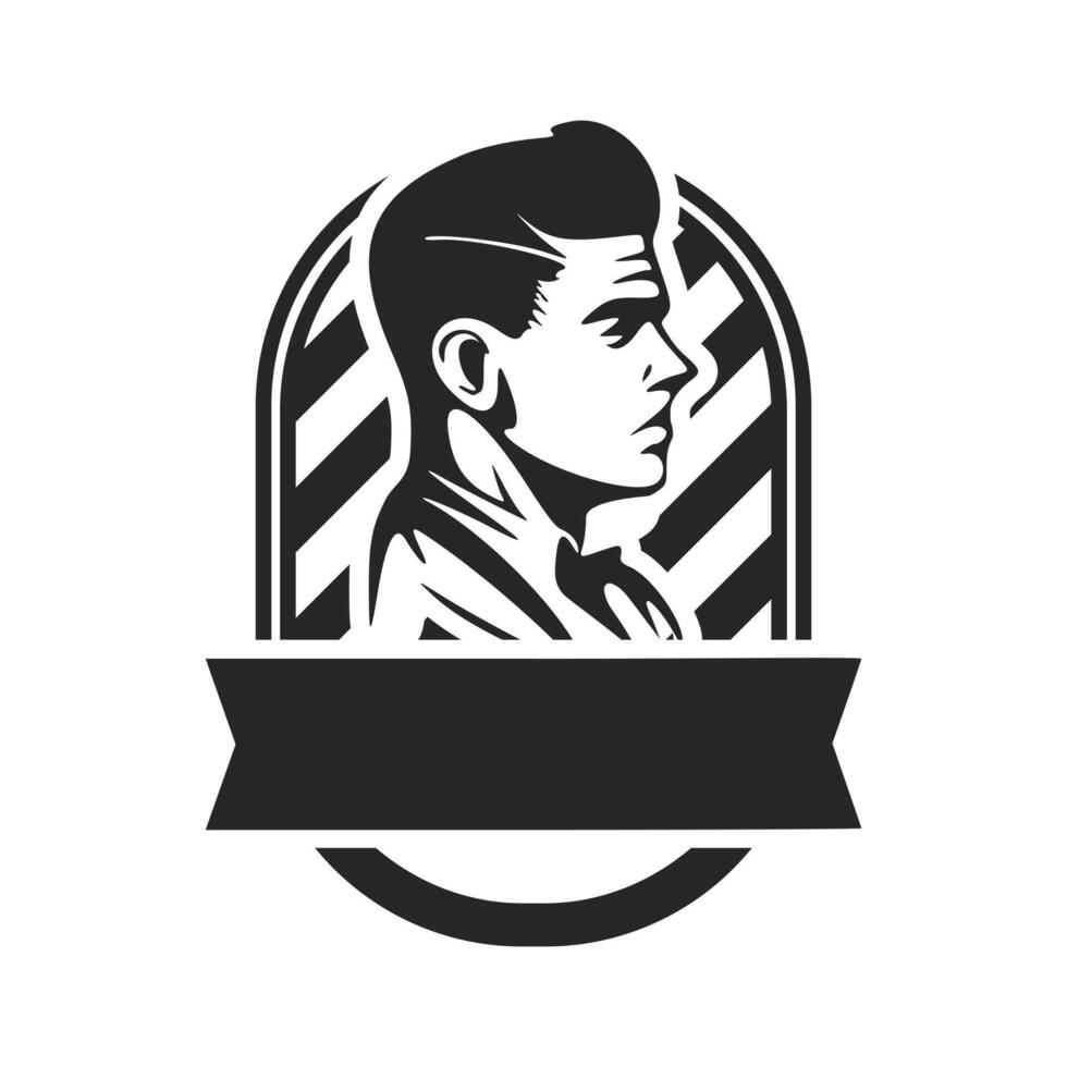 Logo depicting a brutal and stylish man. Can become a simple yet powerful design element for a barbershop or salon. vector