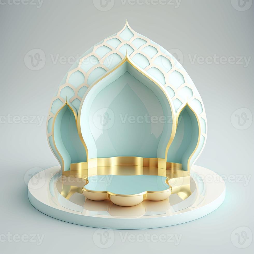 3D Realistic Rendering Ramadan Scene Islamic Podium background for Product Display photo