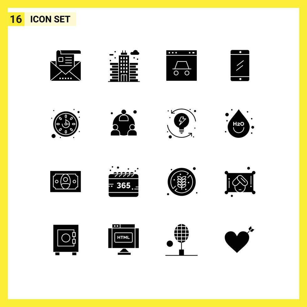 Solid Glyph Pack of 16 Universal Symbols of study chat building mobile security Editable Vector Design Elements