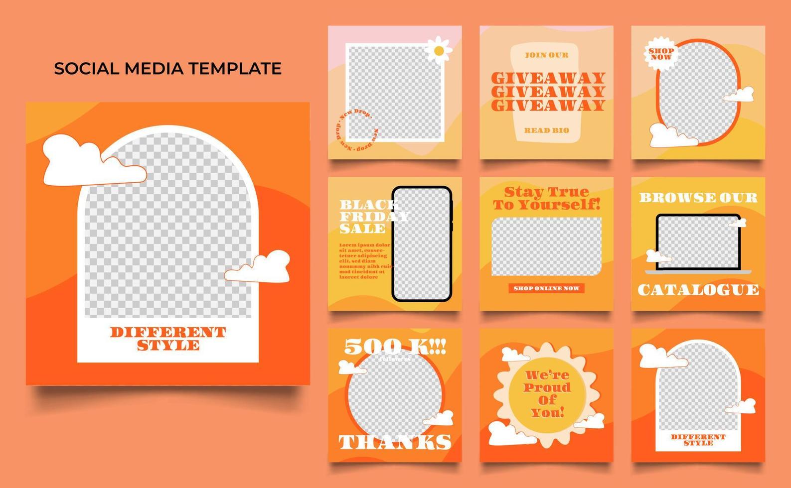 social media template banner fashion sale promotion in vintage yellow orange color vector