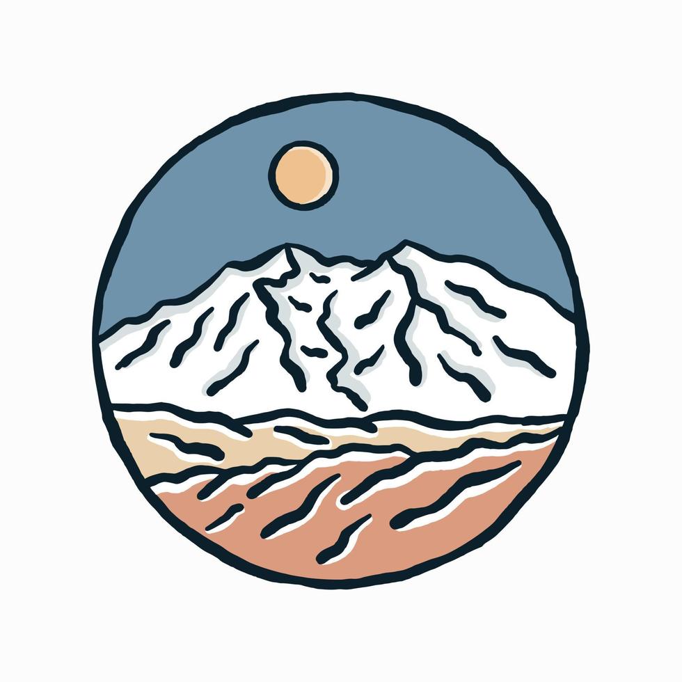 simply hand drawing of Denali National Park design for badge, sticker, t shirt apparel, etc vector