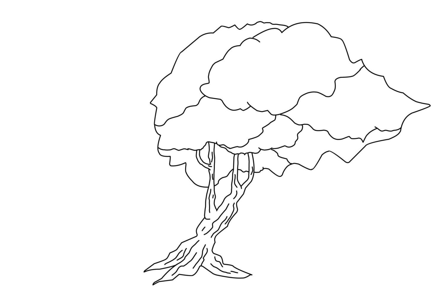 tree sketch illustration, coloring book design with elegance concept vector