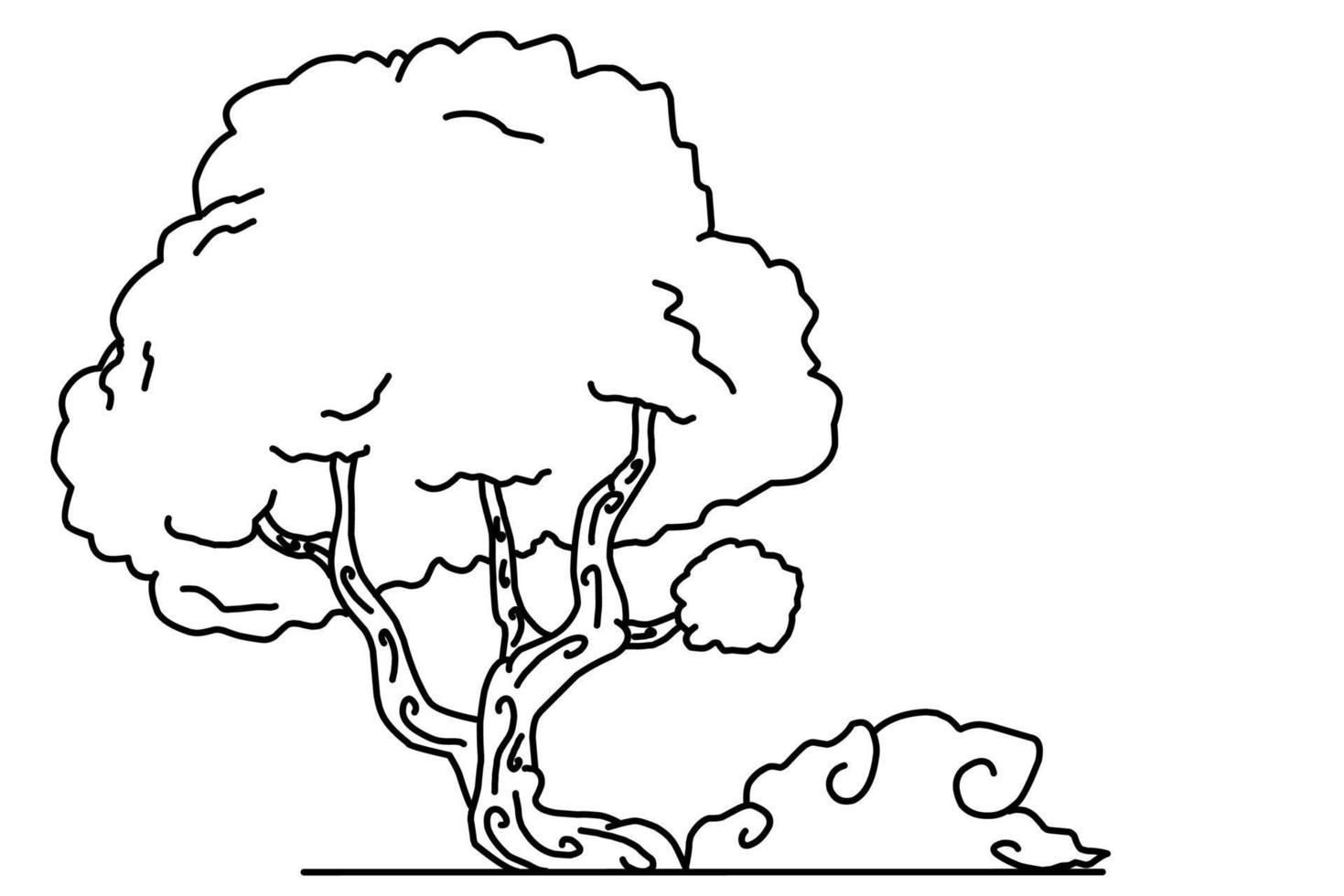 tree sketch illustration, coloring book design with elegance concept vector