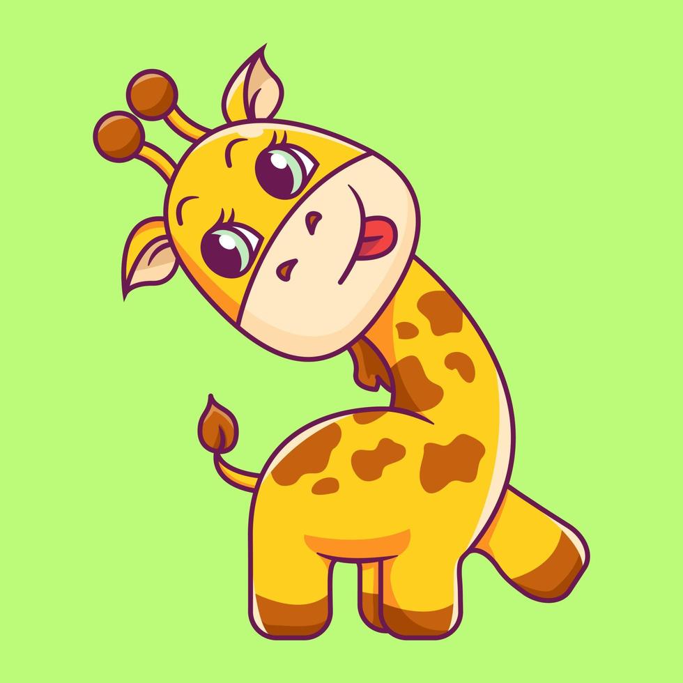 ilustración linda del icono de la jirafa vector