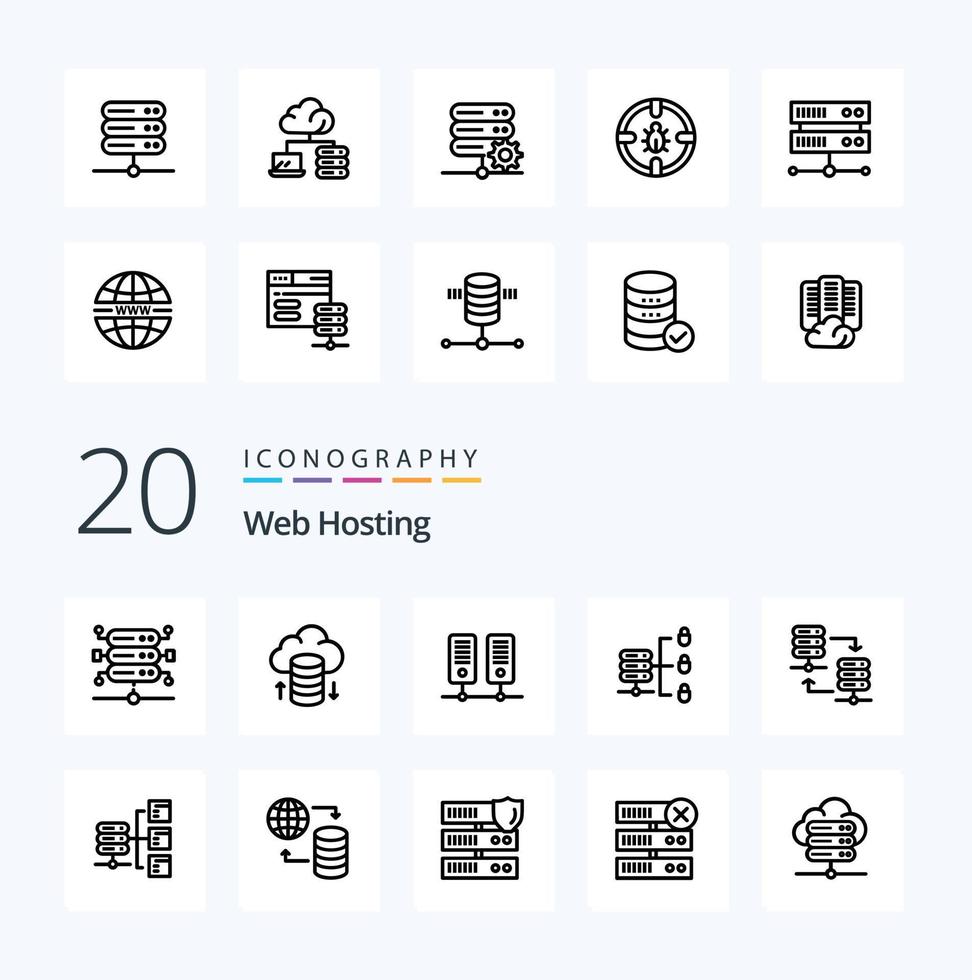 20 Web Hosting Line icon Pack like server  security secure web server vector