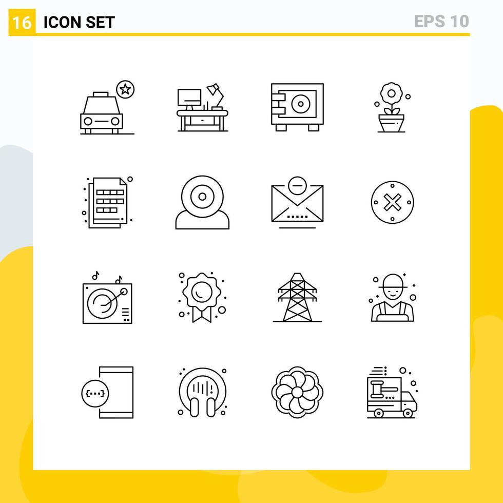16 Thematic Vector Outlines and Editable Symbols of file color deposit flower plant Editable Vector Design Elements