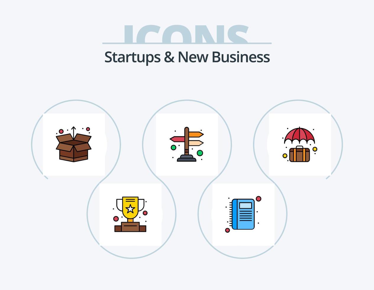nuevas empresas y nueva línea de negocios llenan el diseño del icono del paquete de iconos 5. registros. contactos. bulbo. libreta de contactos. caso vector