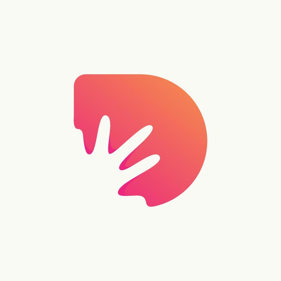 D letter with abstract five hand technology logo vector