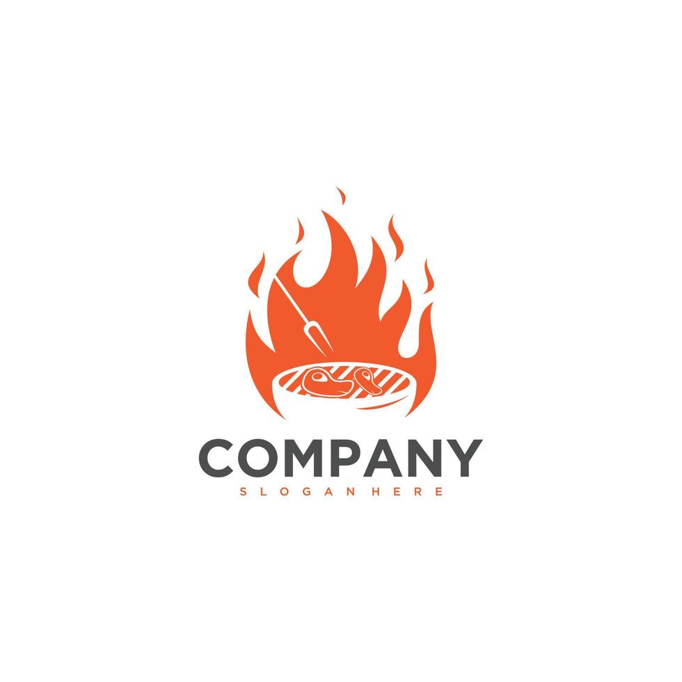 plantilla de logotipo para restaurante de barbacoa vector
