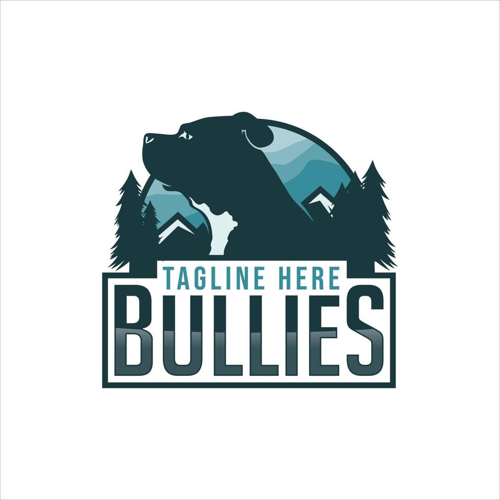 plantilla de diseño de emblema de logotipo de perro pit bull vector