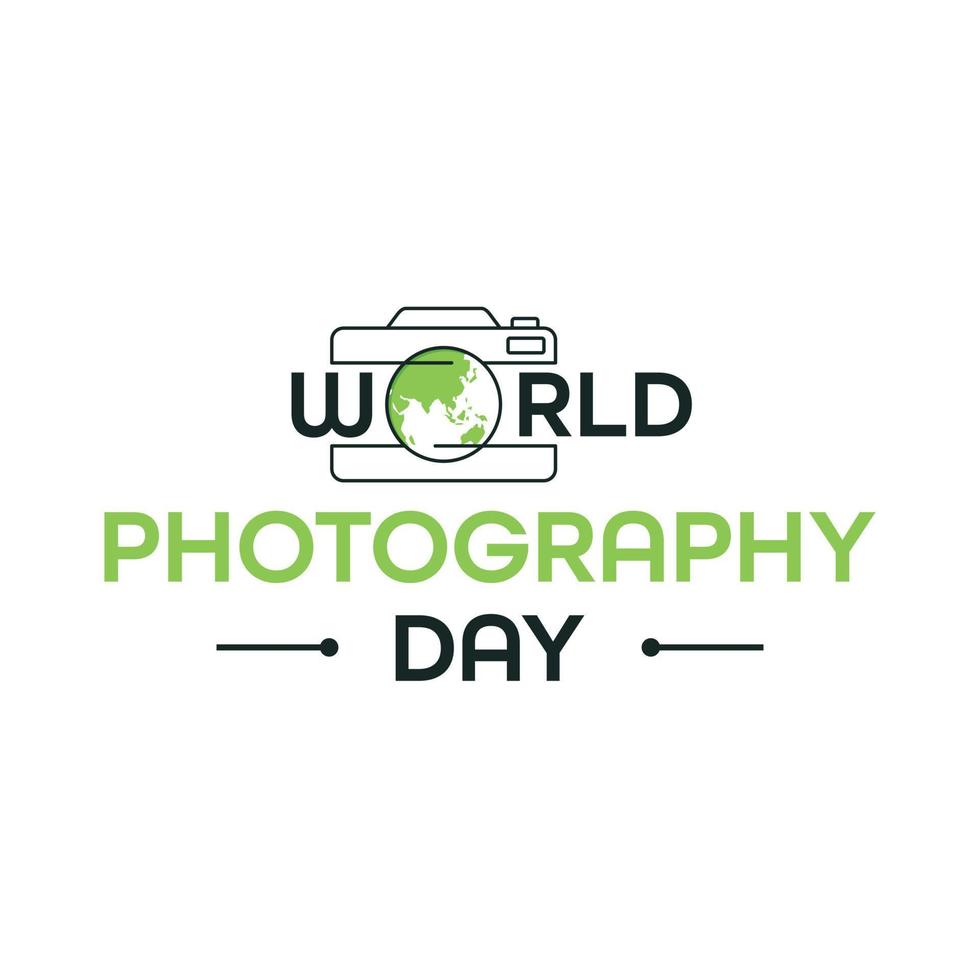 carta para el día mundial de la fotografía con mapamundi vector