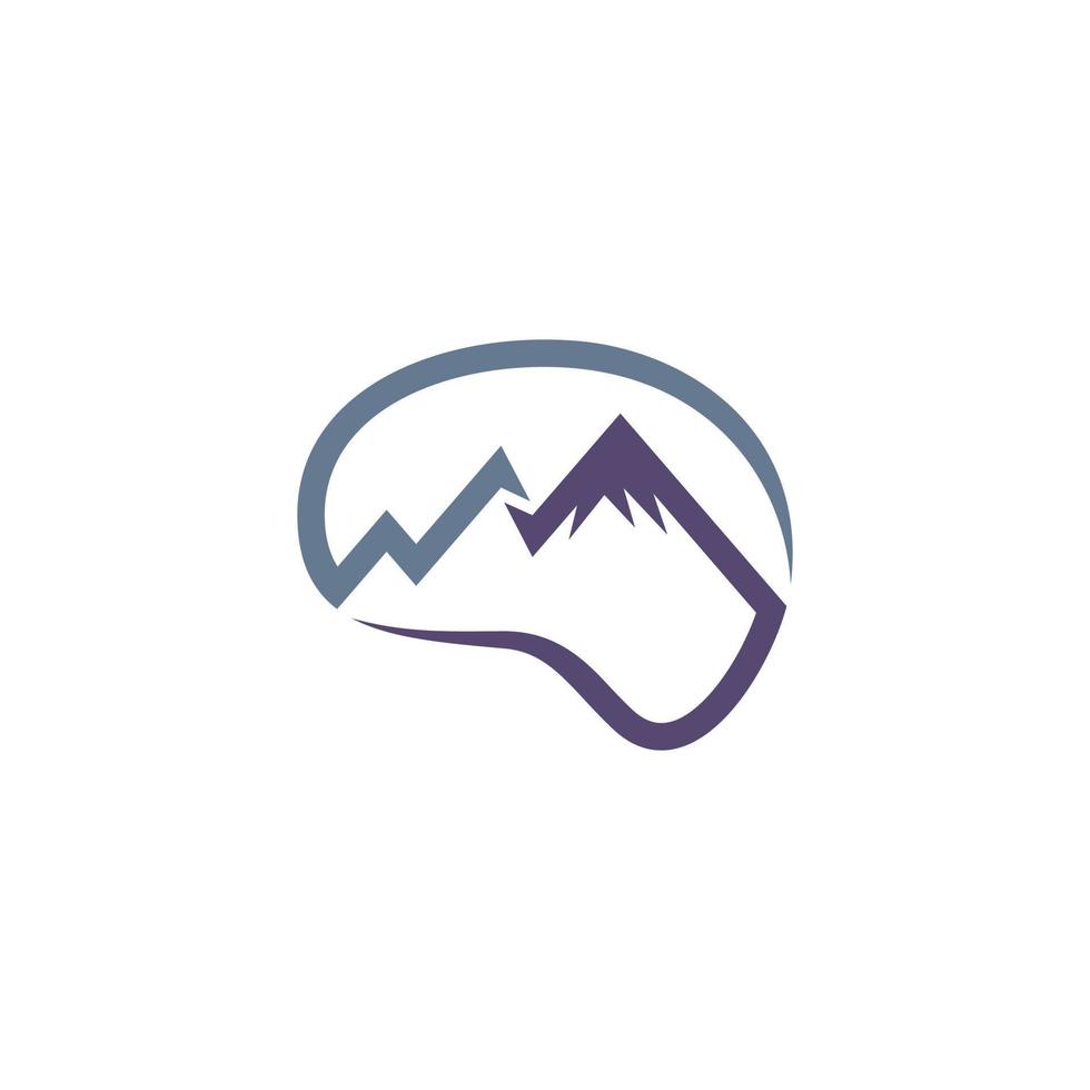 Simple Pulse Brain shaped mountain logo design symbol vector