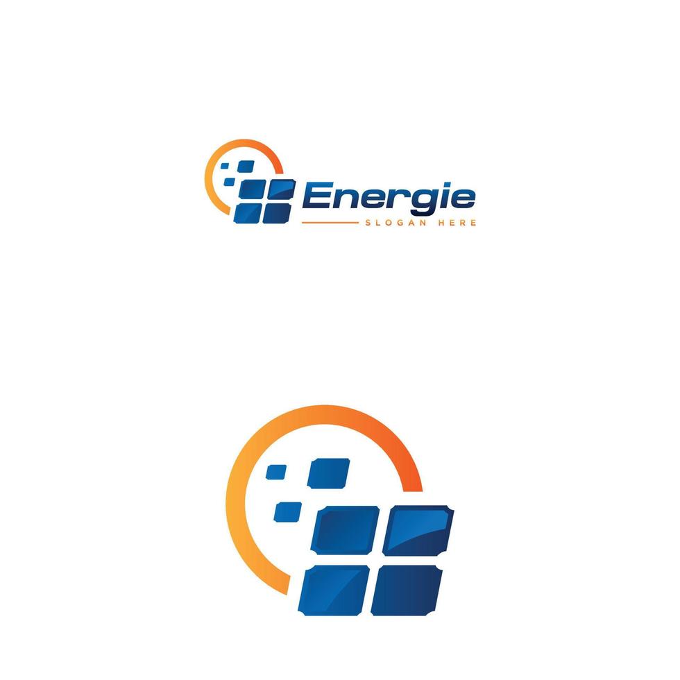 logotipo de energía solar con panel abstracto vector