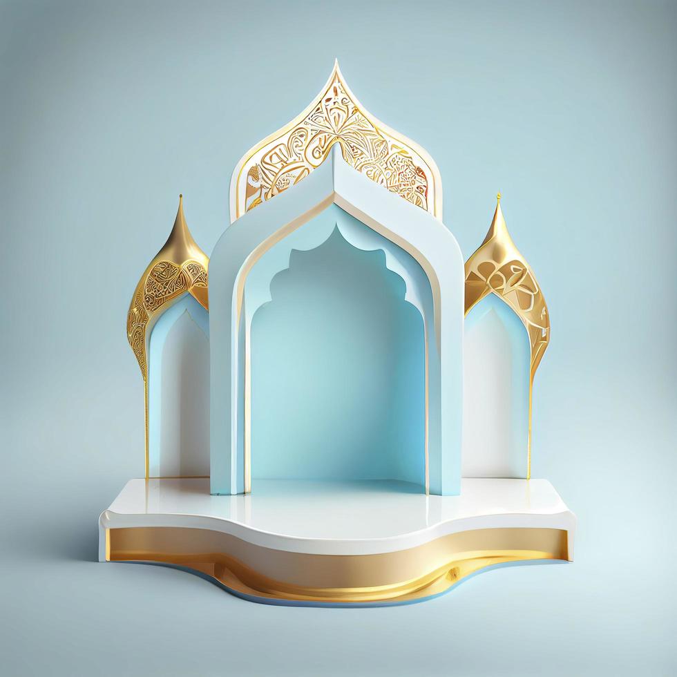 3d render illustration of mosque stage for podium or ramadan product display photo