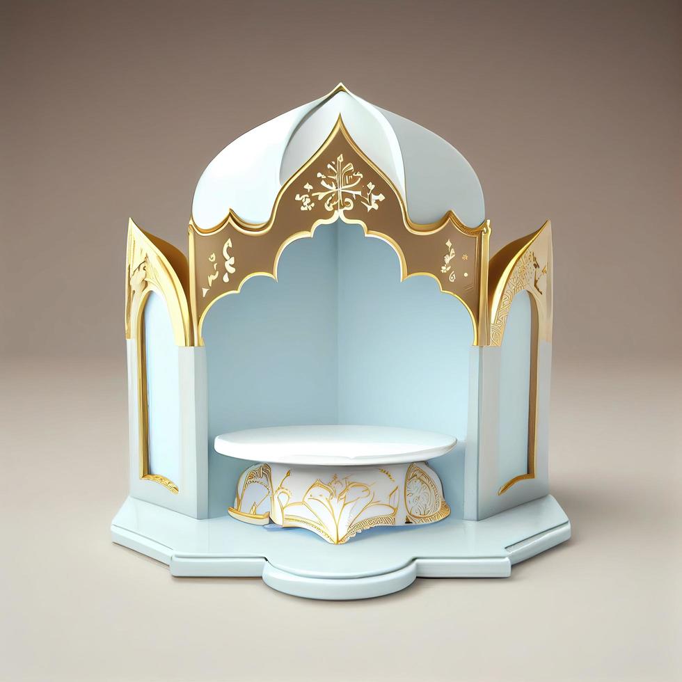 3d render illustration of mosque stage for podium or ramadan product display photo