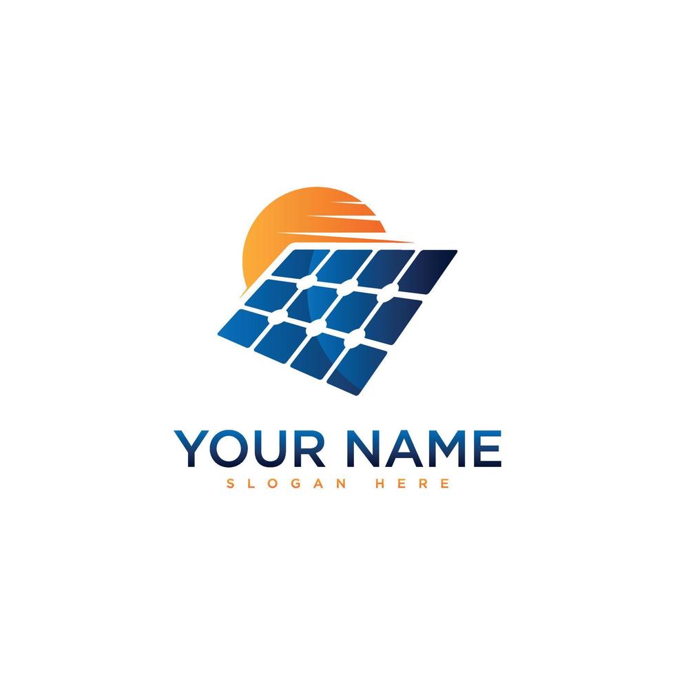 Solar energy logo with abstract sun and pannel vector