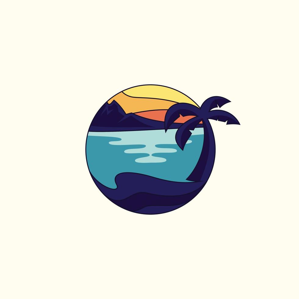 diseño de concepto de emblema de paisaje de color vintage vector