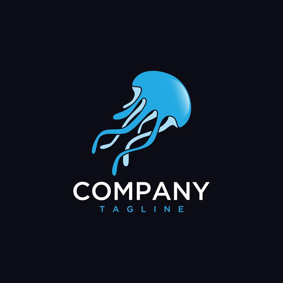 Jellyfish cartoon logo design template vector