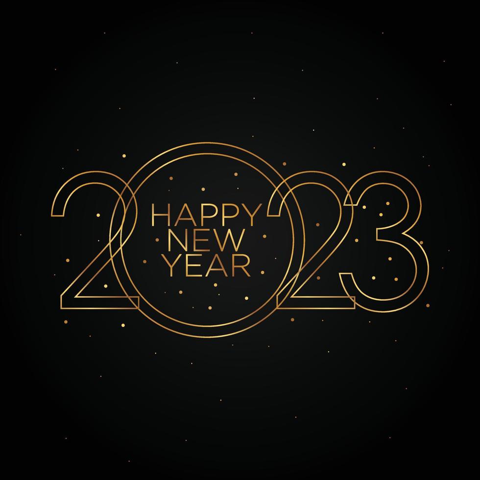 oro brillante feliz año nuevo 2023 vector