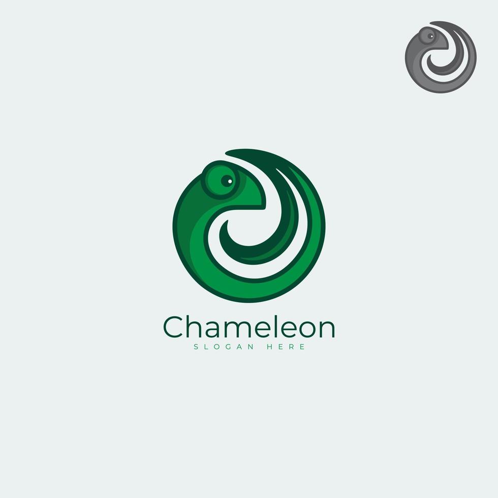 icono de símbolo de logotipo de camaleón verde de círculo abstracto vector