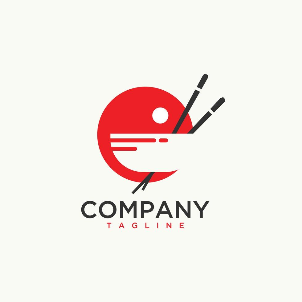 Chopstick and Bowl logo design template vector