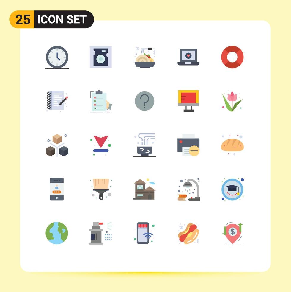 Stock Vector Icon Pack of 25 Line Signs and Symbols for hobbies holiday food float heart Editable Vector Design Elements