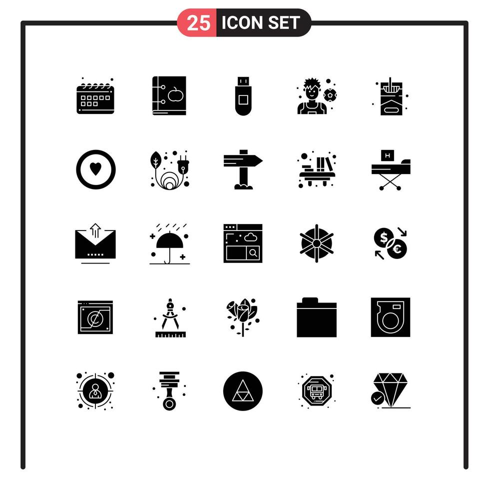 25 Creative Icons Modern Signs and Symbols of hobby smoke learning soccer football Editable Vector Design Elements