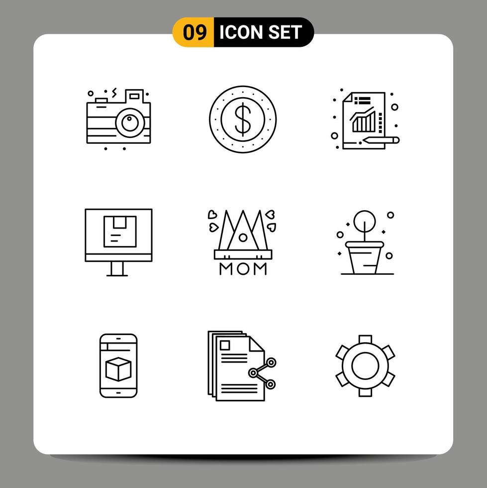 Universal Icon Symbols Group of 9 Modern Outlines of love shipping metrics online delivery Editable Vector Design Elements