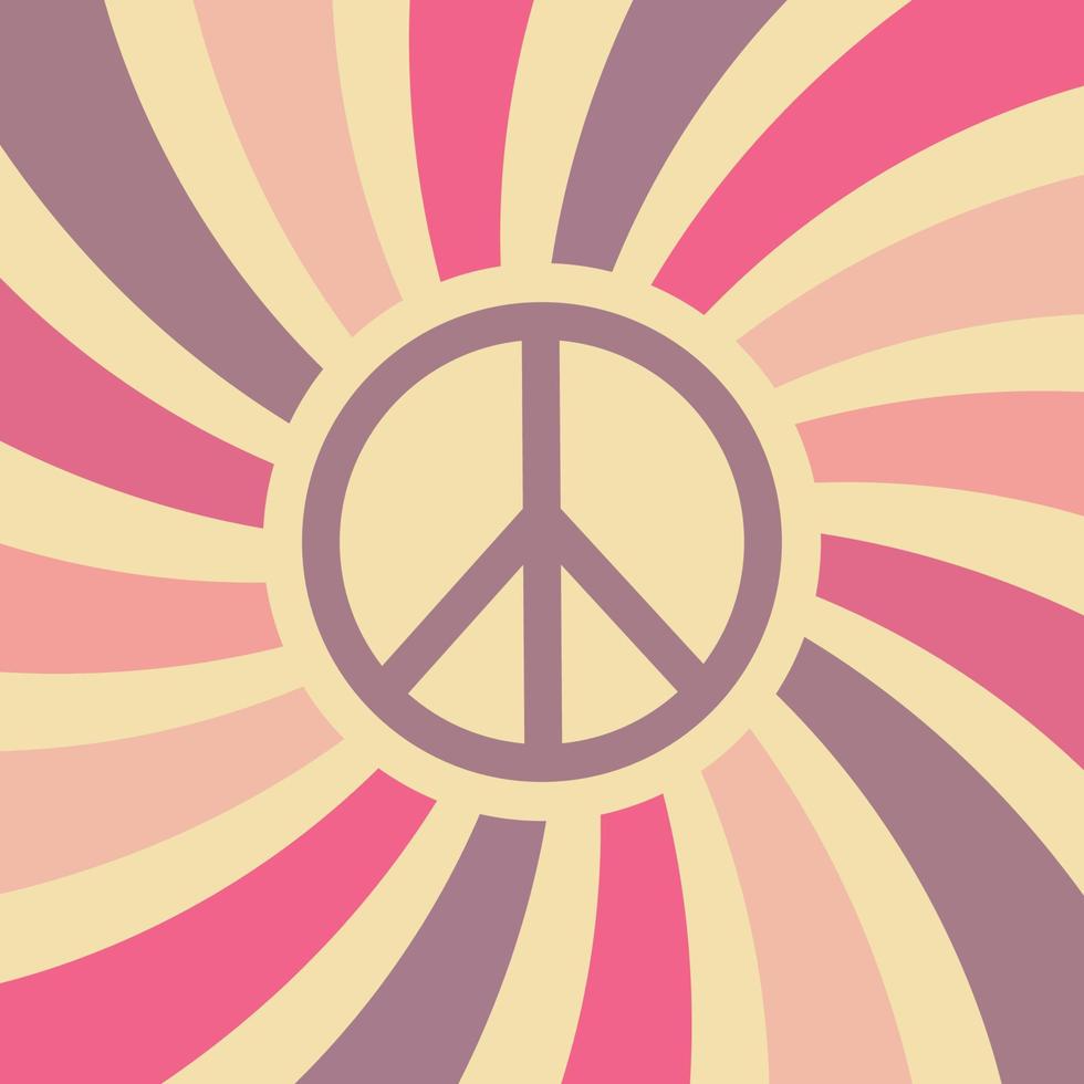 Background in hippie style with waves and peace sign vector