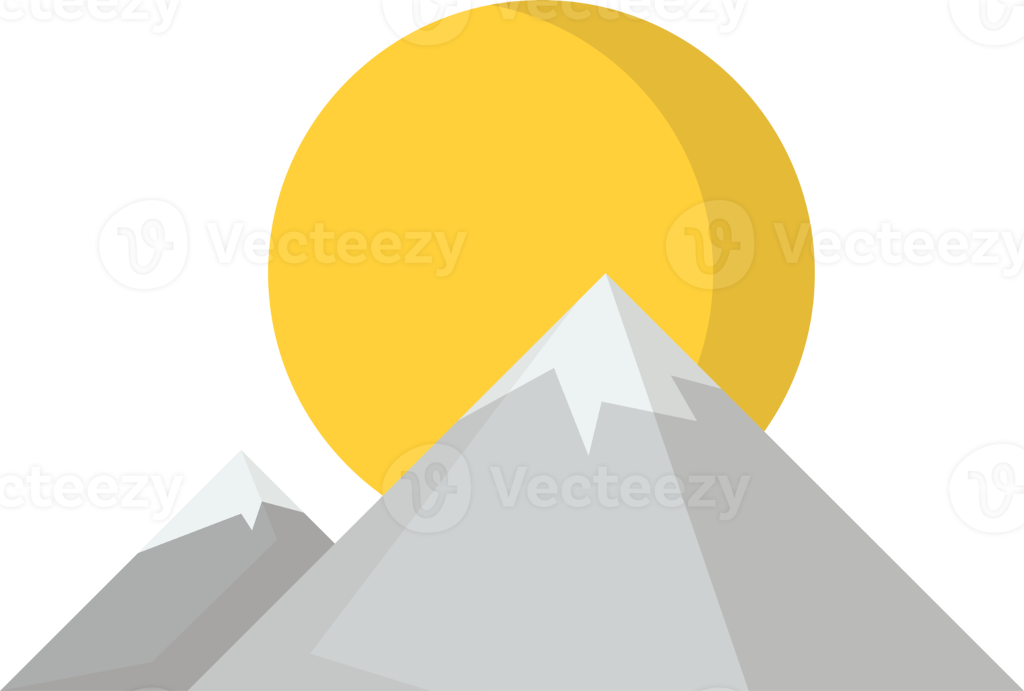mountains and sun illustration in minimal style png