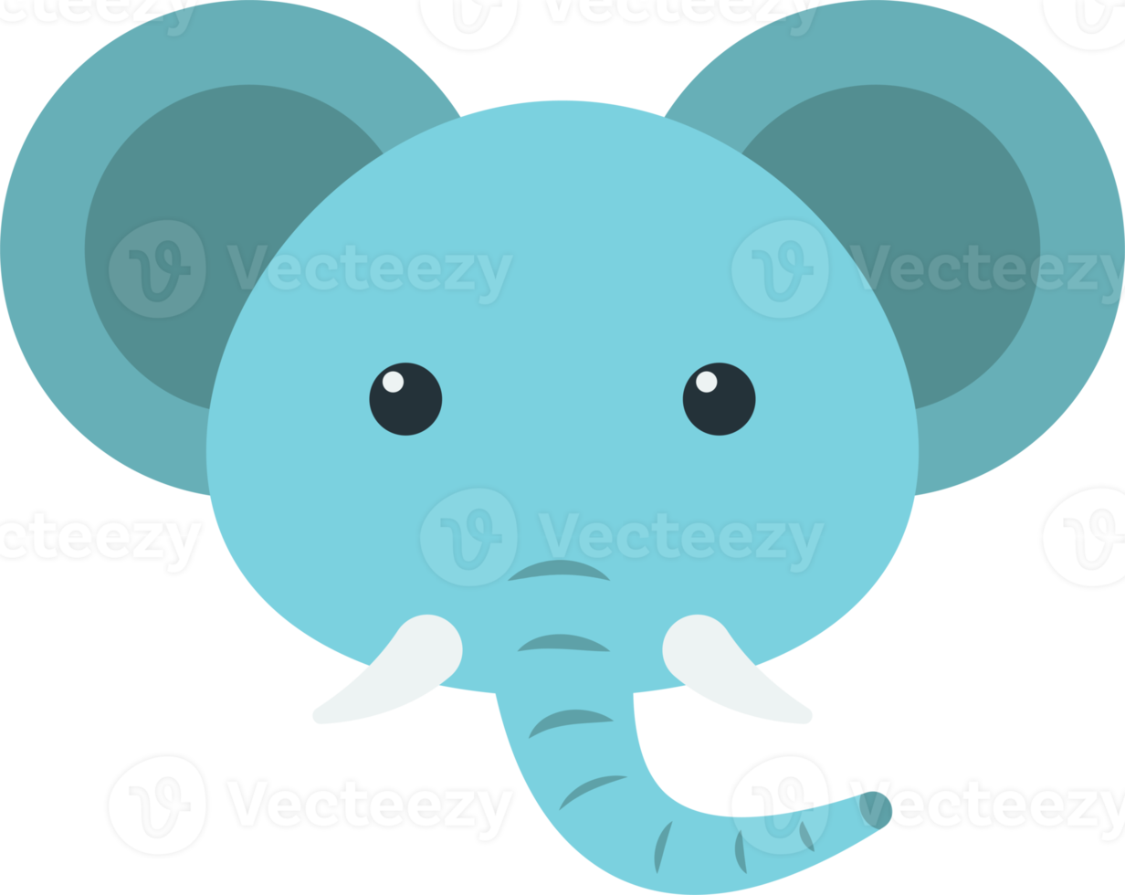 elephant face illustration in minimal style png