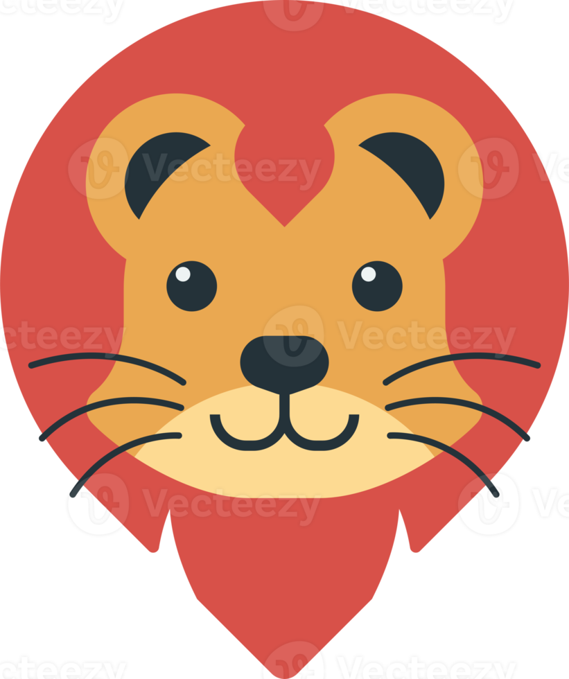 male lion illustration in minimal style png