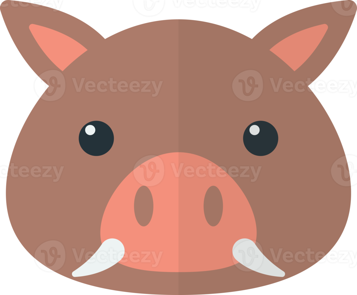 boar face illustration in minimal style png