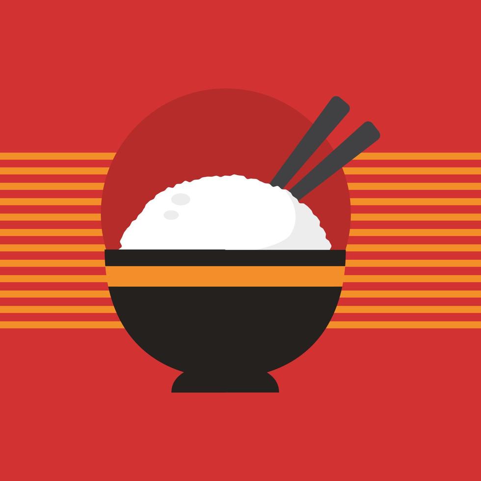 Rice in a bowl with chopstick vector illustration