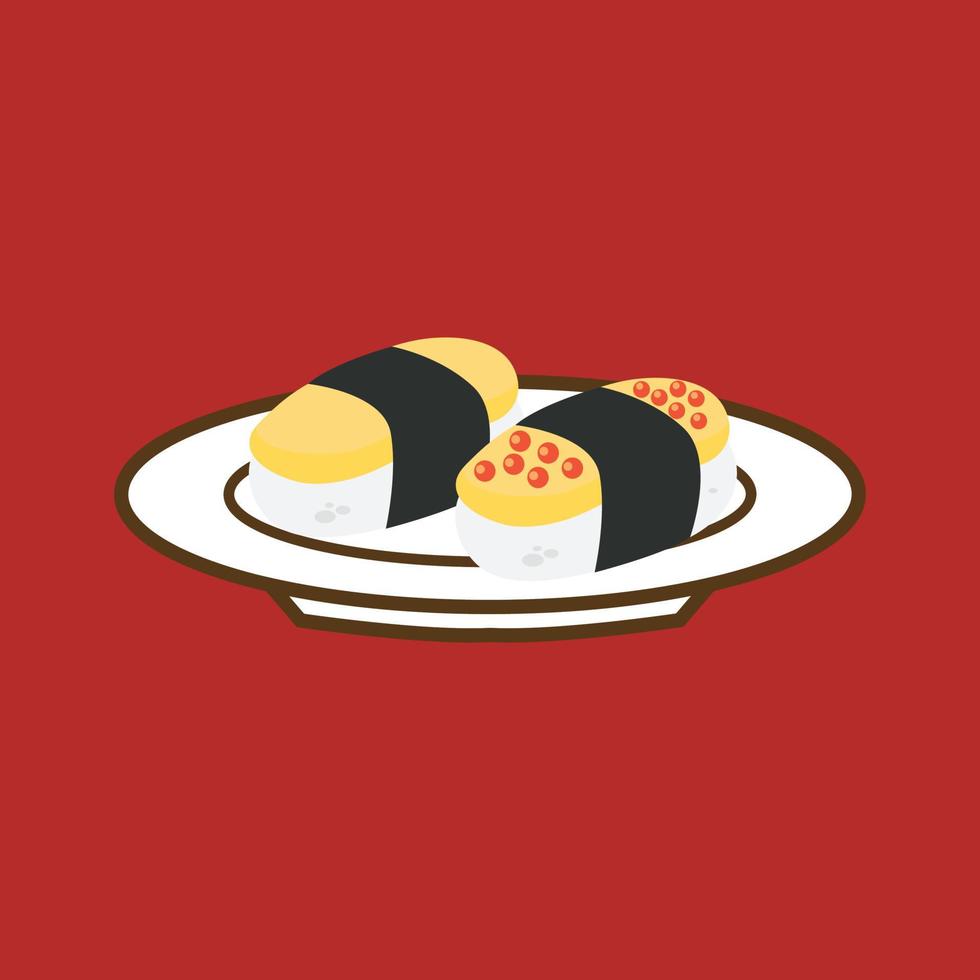 Japanese sushi served on a plate vector illustration