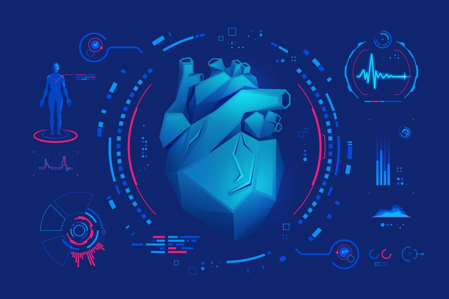 medical polygon heart vector