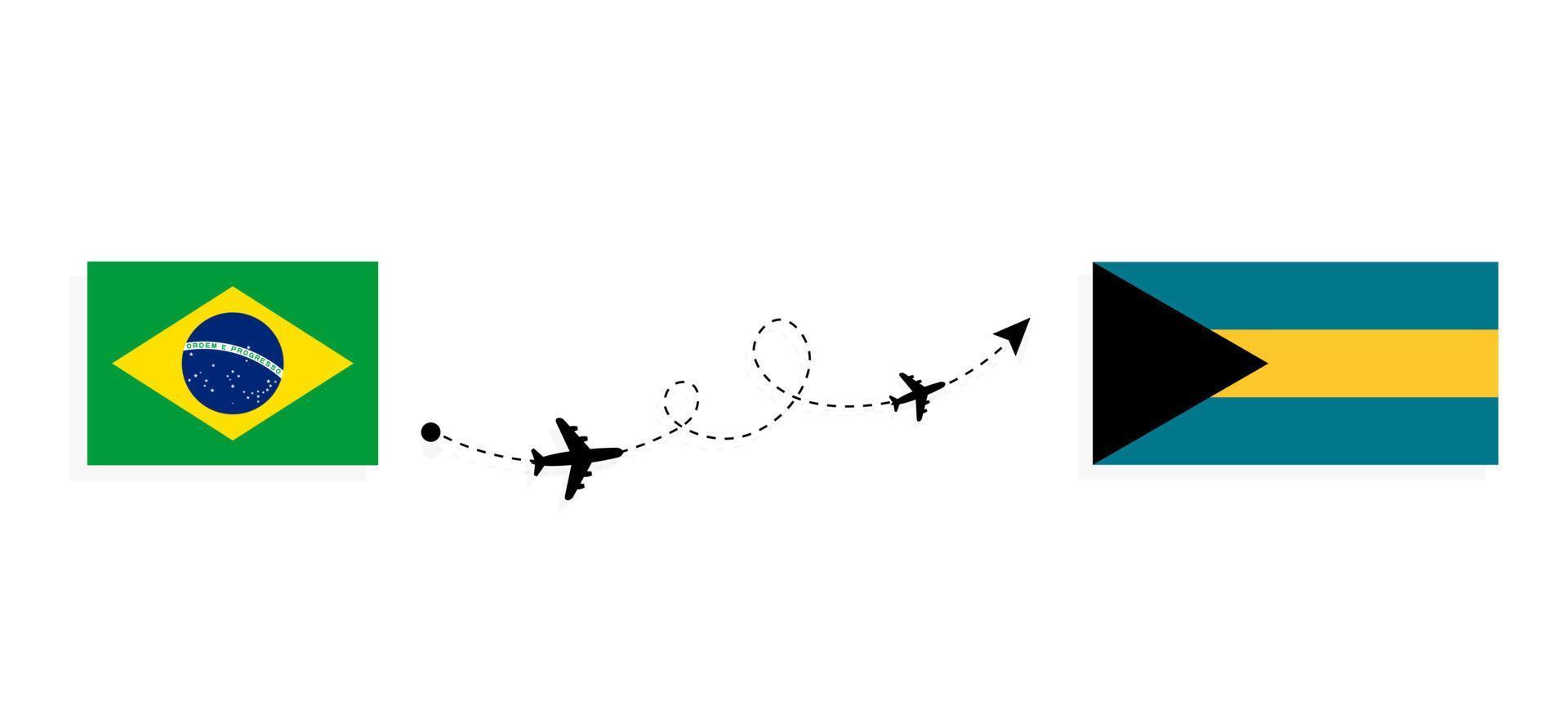 vuelo y viaje de brasil a bahamas por concepto de viaje en avión de pasajeros vector