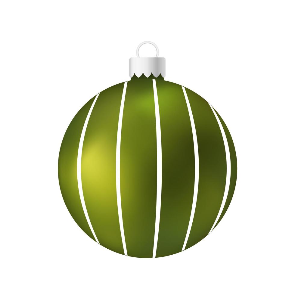 Green Christmas tree toy or ball Volumetric and realistic color illustration vector