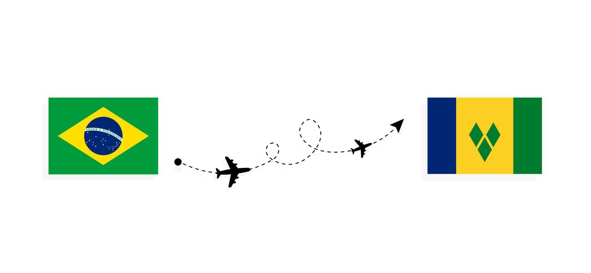 vuelo y viaje desde brasil a san vicente y las granadinas por concepto de viaje en avión de pasajeros vector